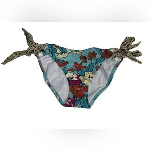 VICTORIA’S SECRET BIKINI BOTTOM VINTAGE SZ S HIPSTER FLORAL TROPICAL TIE ON